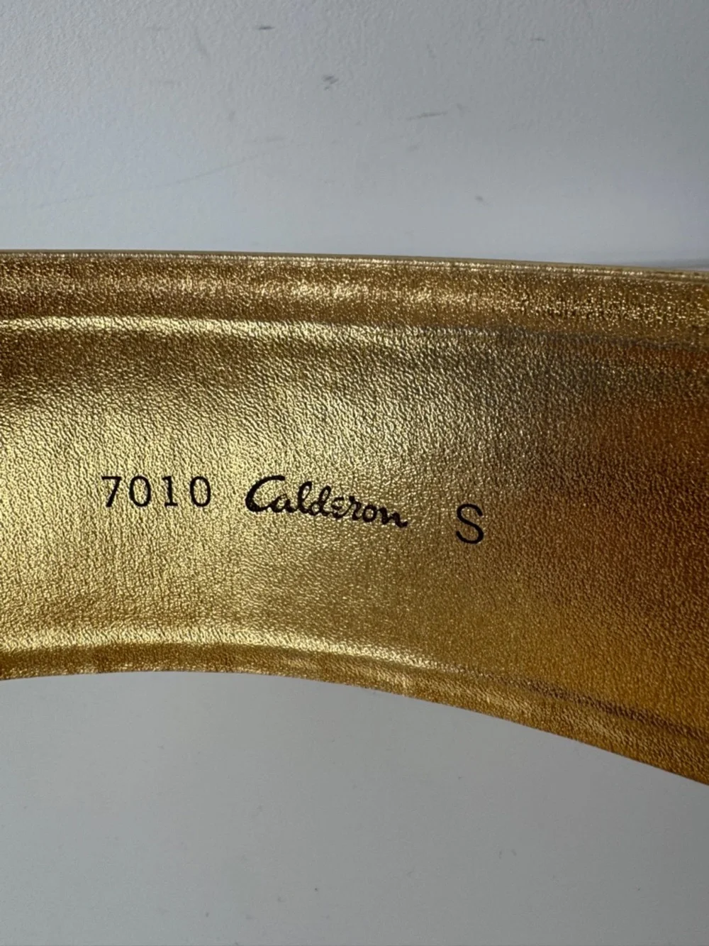 Vtg Calderon Leather Metallic Gold Waist Belt with Silver and Bronze Accent